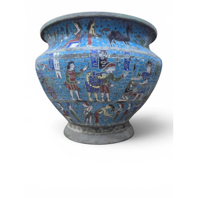 Egyptian Revival Cloisonné Jardinière with Polychrome Decoration, 1900 For Sale - Image 10 of 12