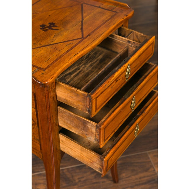 French Louis-Philippe Period 1840s Walnut Bedside Table with Geometric Banding For Sale - Image 12 of 12