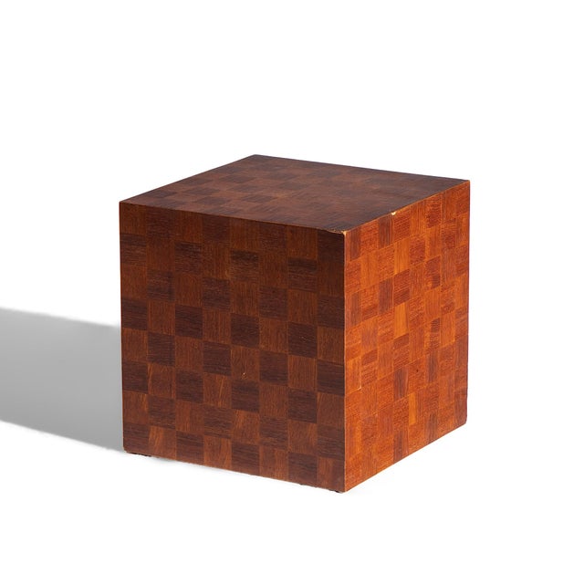 Brown Thayer Coggin Style Mid Century Walnut Parquet Cube End Tables - Pair For Sale - Image 8 of 11