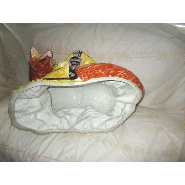 Vintage Huge Mid Century Italian Ceramic Fox and Mail Satchel Chache Pot For Sale - Image 10 of 15