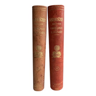 Vintage Swedish Leather Bound Books - Set of 2 For Sale