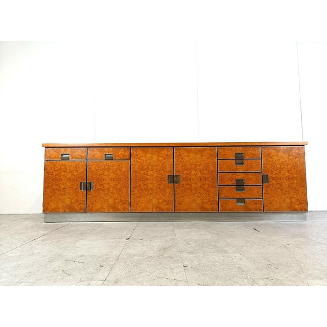 Vintage Italian Burl Wood Credenza, 1970s For Sale - Image 3 of 10