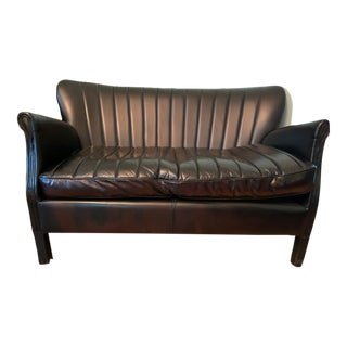 Georgetown Black Leather Loveseat For Sale