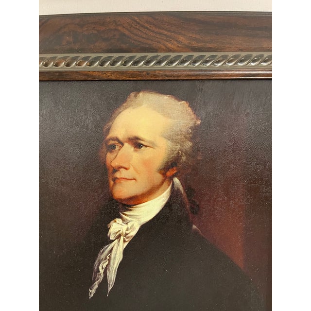 Plastic Title Alexander Hamilton Hand-Textured Portrait Print After John Trumbull in Vintage Frame For Sale - Image 7 of 11