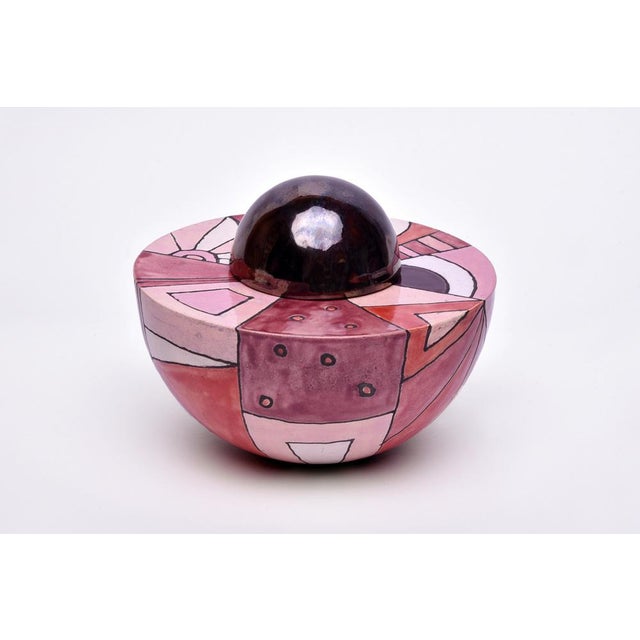 Contemporary Ceramic Urn in Multicolored Red by Heidi Hartmann For Sale - Image 3 of 3