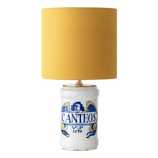 Antique Renaissance Revival Majolica Albarello Table Lamp from Deruta, Italy, 1870s For Sale