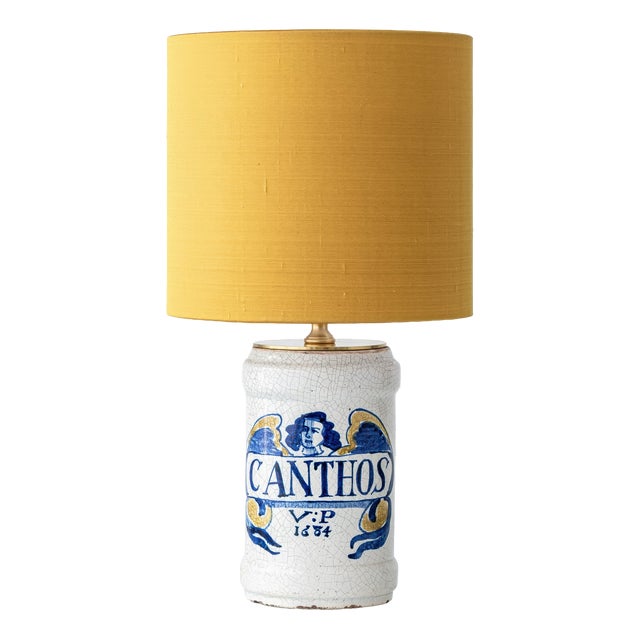 Antique Renaissance Revival Majolica Albarello Table Lamp from Deruta, Italy, 1870s For Sale