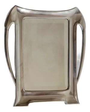 Antique Art Nouveau French Silver Metal Wall Mirror, 1890s