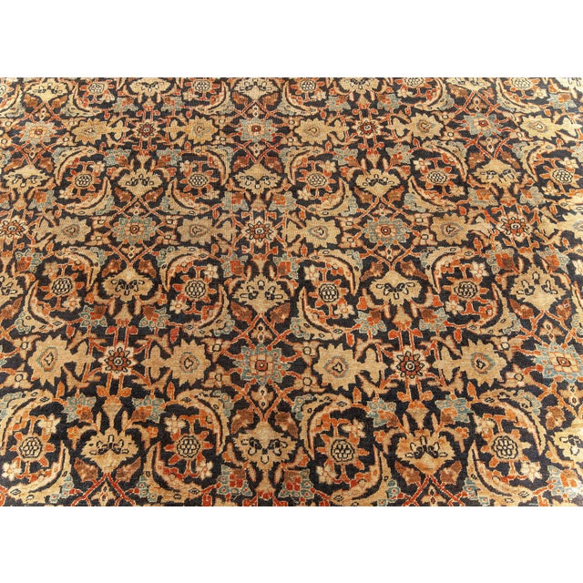 Early 20th Century Fine Antique Kirman Rug in Black, Red and Yellow For Sale - Image 5 of 9