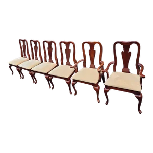 1980s American Drew Queen Anne Dining Room Chairs Set of 6