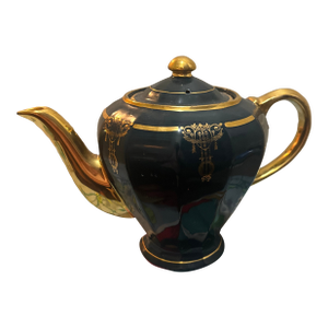 Vintage Sadler Black and Gold Ceramic Teapot