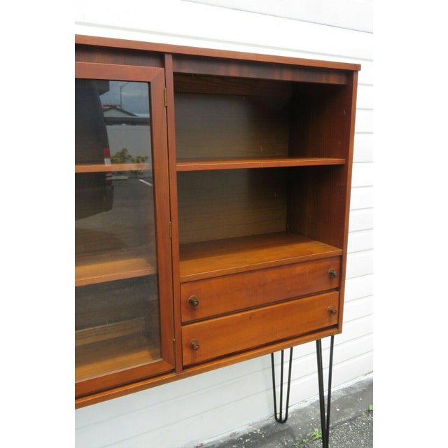 Mid Century Modern Display China With Hairpin Legs by Stanley