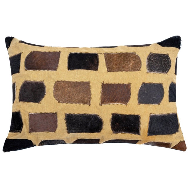 Canvello Set of 2 Genuine Cowhide Leather Decorative Throw Pillow With Feather Down Insert Included For Sale - Image 4 of 9