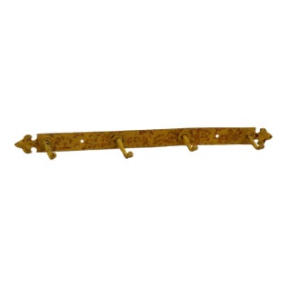 Mid 20th Century European Distressed Four Hook Wall Rack For Sale