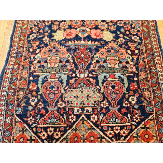 Vintage Isfahan Rug, Hand-Knotted Wool, Pictorial Vase Pattern, Navy & Red, 2x3 For Sale In Chicago - Image 6 of 11
