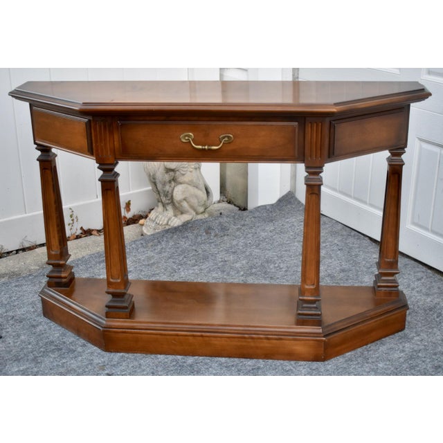 Vintage Ethan Allen Cherry Wood Console Table Entryway Sofa 1 Drawer For Sale - Image 11 of 17