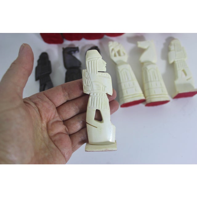 Full Set Vintage Carved Camel Bone Chess Pieces Egyptian For Sale - Image 16 of 17