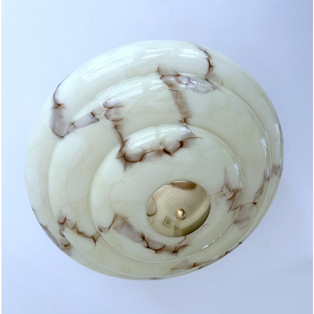 Art Deco Ceiling Light in Ivory Marbled Glass, 1930s For Sale - Image 12 of 17