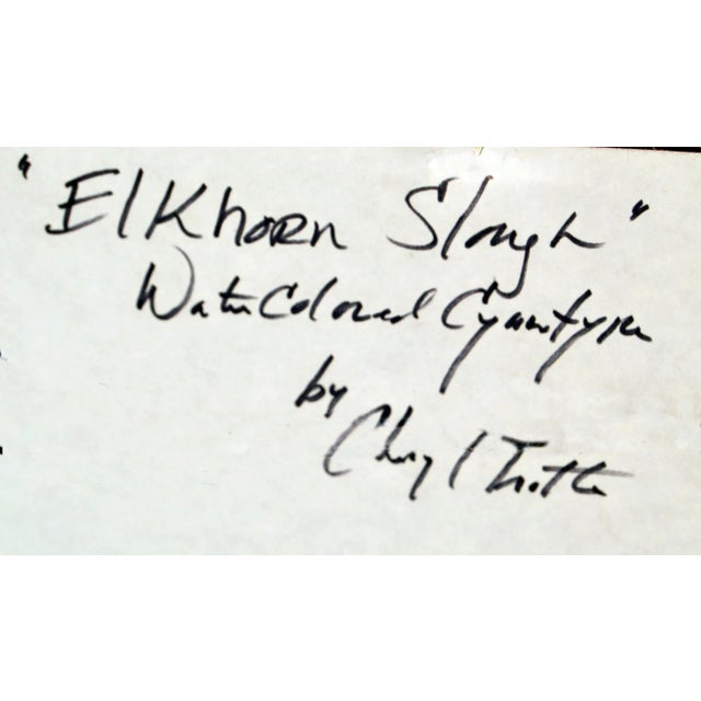 1980s 1989 "Elkhorn Slough" Watercolor Cyanotype Painting by Cheryl Trotter, Framed For Sale - Image 5 of 6