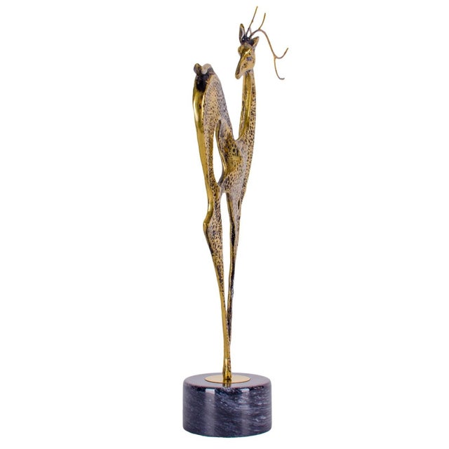 1980s 1988 Curtis Jere Brass Deer Sculpture For Sale - Image 5 of 6