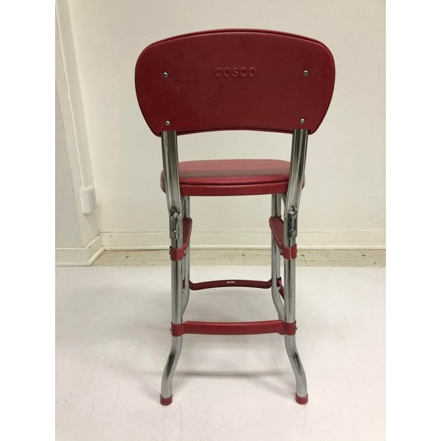 Vintage Industrial Red Metal Bar Stool by Stool | Chairish