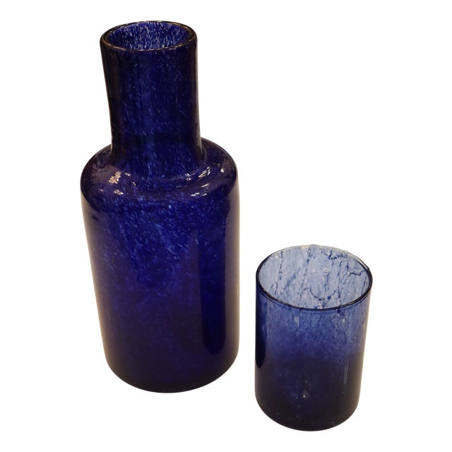 Murano Blown Glass Millebolle Bottle from Manifattura Di Murano, 1960s, Set of 2 For Sale