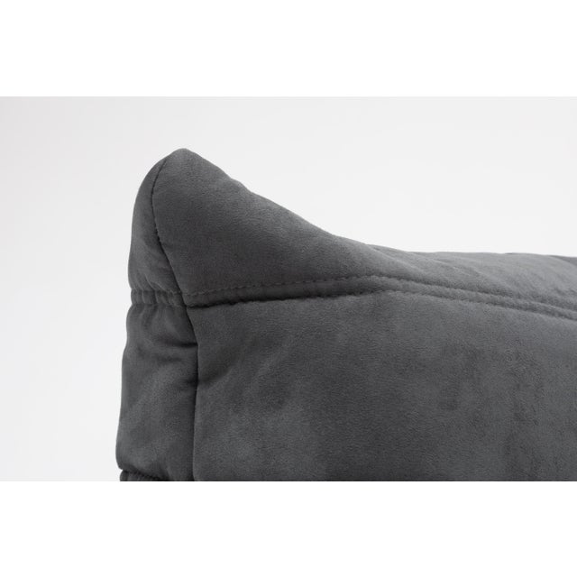 Authentic Restored Togo Fireside Chair and Ottoman in Shadow Grey Microfibre - Vintage Ligne Roset For Sale - Image 15 of 17