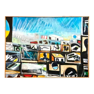 John Hultberg, Large John Hultberg SF Bay Area Artist Abstract Expressionist Oil Painting, 1998