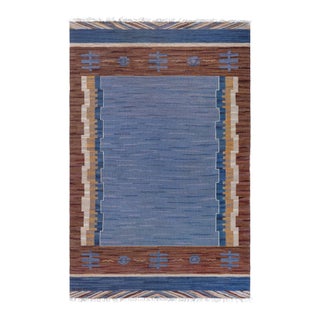Doris Leslie Blau Vintage Swedish Flat Woven Rug by Johanna Bruns Vavskola For Sale