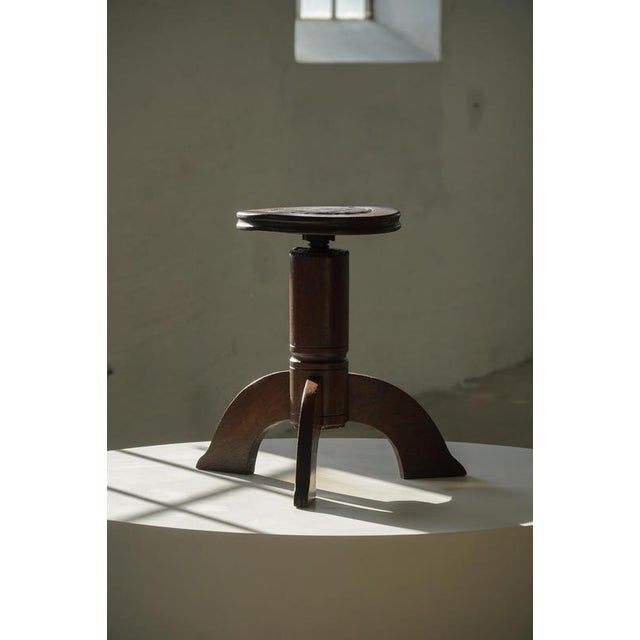 Danish Art Nouveau Adjustable Stool in Carved Wood, 1920s For Sale - Image 13 of 18