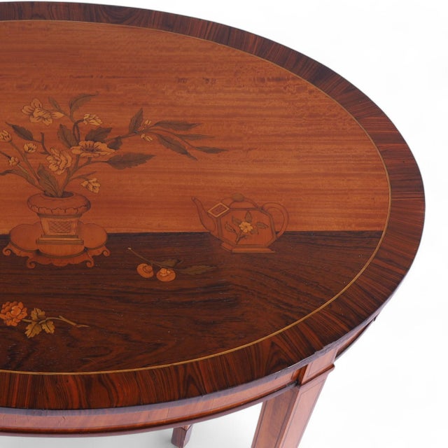 Pair of Antique English Neoclassic Stands or Tables With Inlaid Chinoiserie For Sale - Image 10 of 12