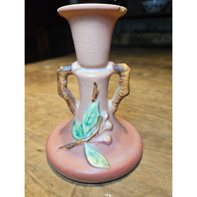 1940s 1940s Roseville Snowberry Candle Holder For Sale - Image 5 of 8