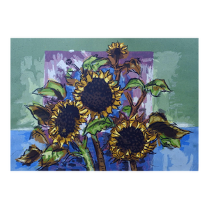 Mid 20th Century Modernist Sunflowers Serigraph Print by Guy MacCoy
