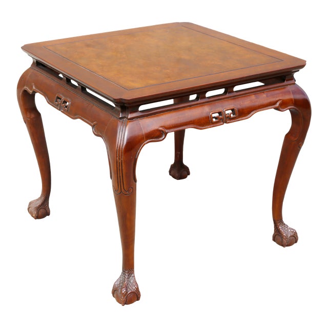 Vintage Drexel Heritage "Ming Treasure" Square Clawfoot Side Table