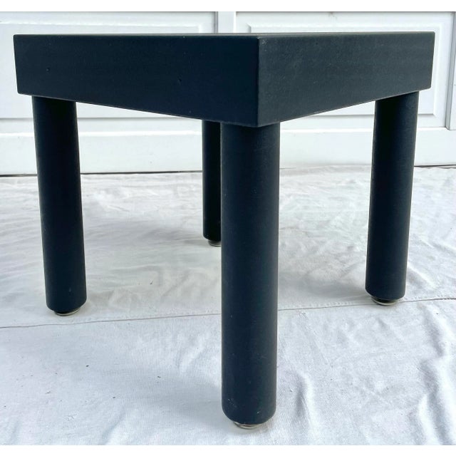 Wood Postmodern Textured Matte Black Side Table For Sale - Image 7 of 13