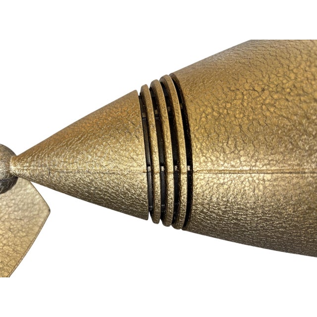 Pair 1960s Stonco Award Series Outdoor Bullet Lights Cast Aluminum Antique Gold Crackle Finish Nos For Sale - Image 10 of 18