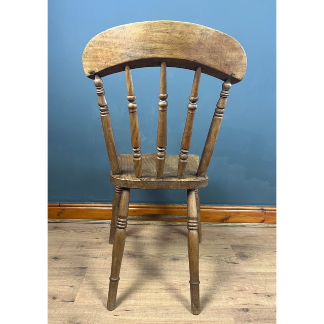 Wood Antique Victorian Windsor Stickback Spindle Kitchen Chair, 1890s For Sale - Image 7 of 18