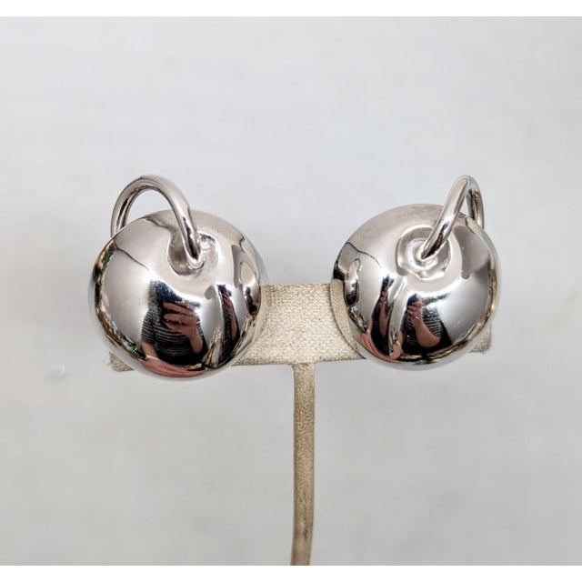 1960s Vintage Signed Napier Rhodium Plated Apple Clip Earrings-2 Pieces For Sale - Image 5 of 7