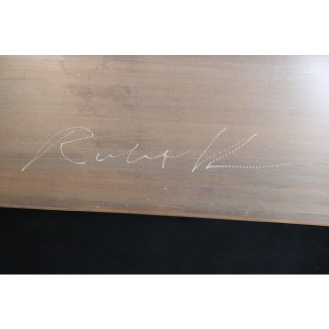 Exceptional 66” Robert Kuo Limited Edition Signed Hand-Repoussé "Pleats" Copper Armoire This monumental limited edition...