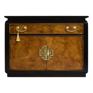 1970s Chin Hua Burled Wood Rolling Bar Server by Century Furniture Ray Sobota For Sale