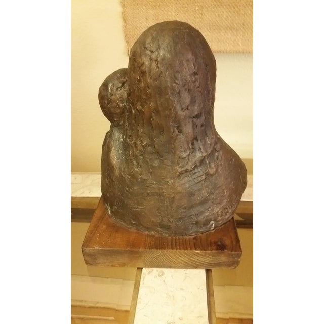 1960s 1968 Signed Bronze Mother & Child Sculpture For Sale - Image 5 of 8