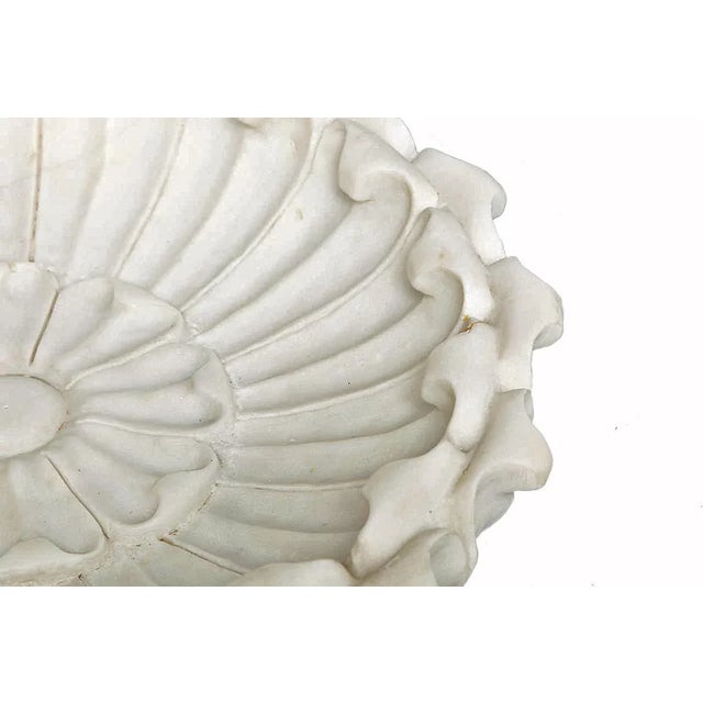 English Hand Carved Marble Flower Bowl, Mid-20th Century For Sale - Image 3 of 8