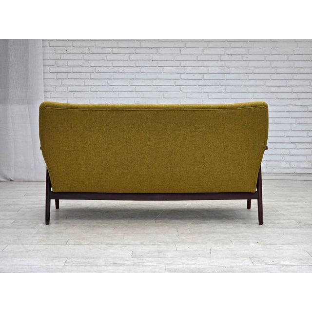 Vintage Danish Two-Seater Sofa in Furniture Wool and Teak Wood, 1960s For Sale - Image 16 of 18