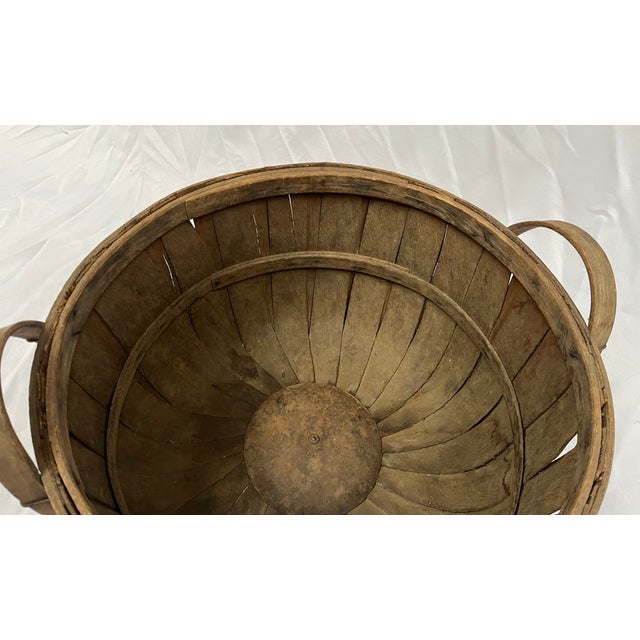 Antique Late 1800s Splint Oak Apple Gathering Basket For Sale - Image 4 of 9
