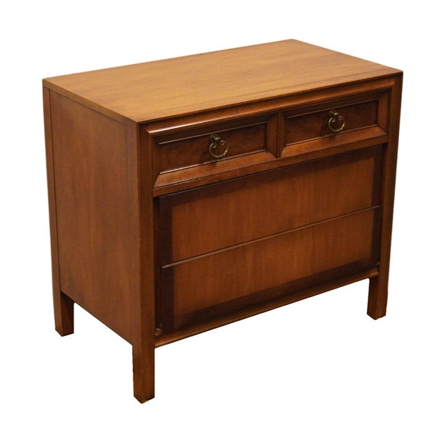BASIC WITZ Solid Walnut MCM Mid Century Modern 34" Three Drawer Nightstand 949-8023 30" High 34" Wide 19" Deep We...