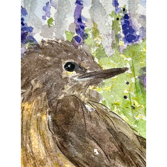 Watercolor Original Painting on Paper of “Little Desert Bird.” For Sale - Image 4 of 4