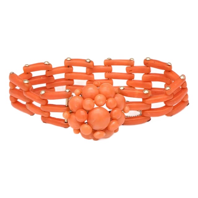 10KY Vintage Coral Gate Link Bracelet For Sale