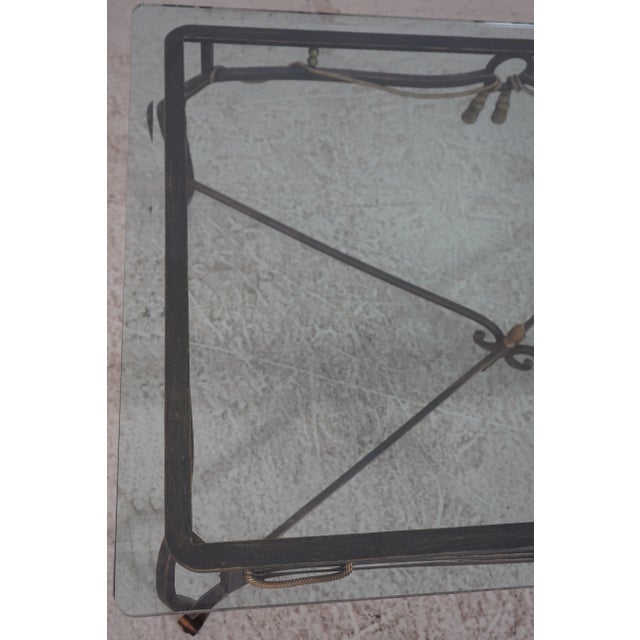 1990s Regency Style Iron Base Tassel Design Coffee Table For Sale - Image 5 of 14