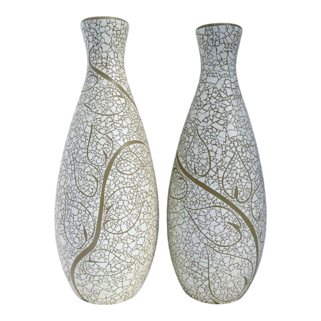 Eggshell Mosaic Ceramic Vases a Pair Chairish