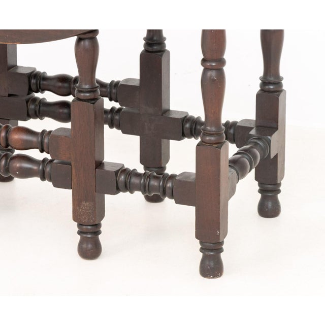 Jacobean Style Rosewood Gate Leg Drop Leaf Table For Sale - Image 4 of 10